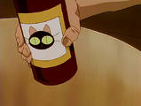 Kuroneko's face on a liquor bottle.