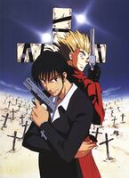 Vash and Wolfwood. Illustrated by [[Takahiro Yoshimatsu]].