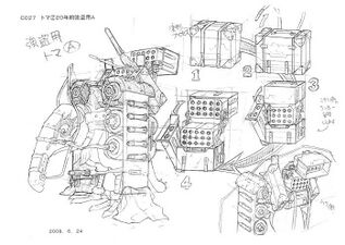 A diagram showing how the weaponry unfurls.