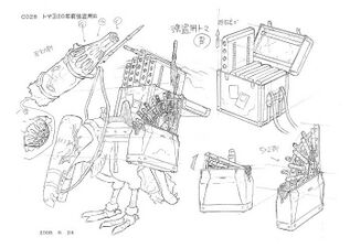 A diagram showing how the weaponry unfurls.